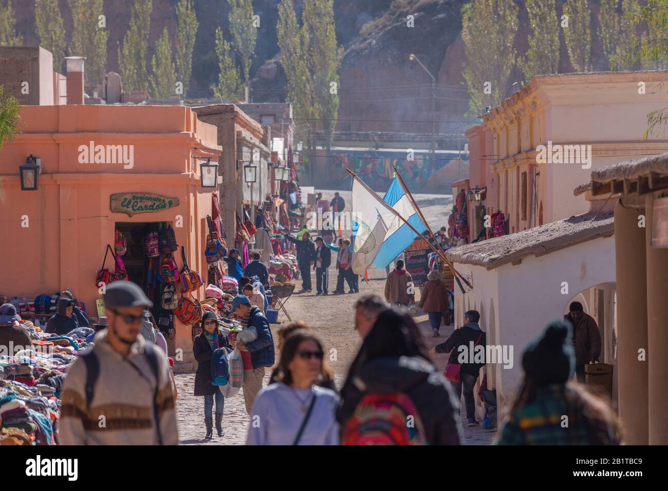 Weekend-mercato a Purmamarca, Quebrada de Humahuaca, Patrimonio dell'Umanità dell'UNESCO, Provincia Jujuy, Nord-Argentina, America Latina Foto Stock