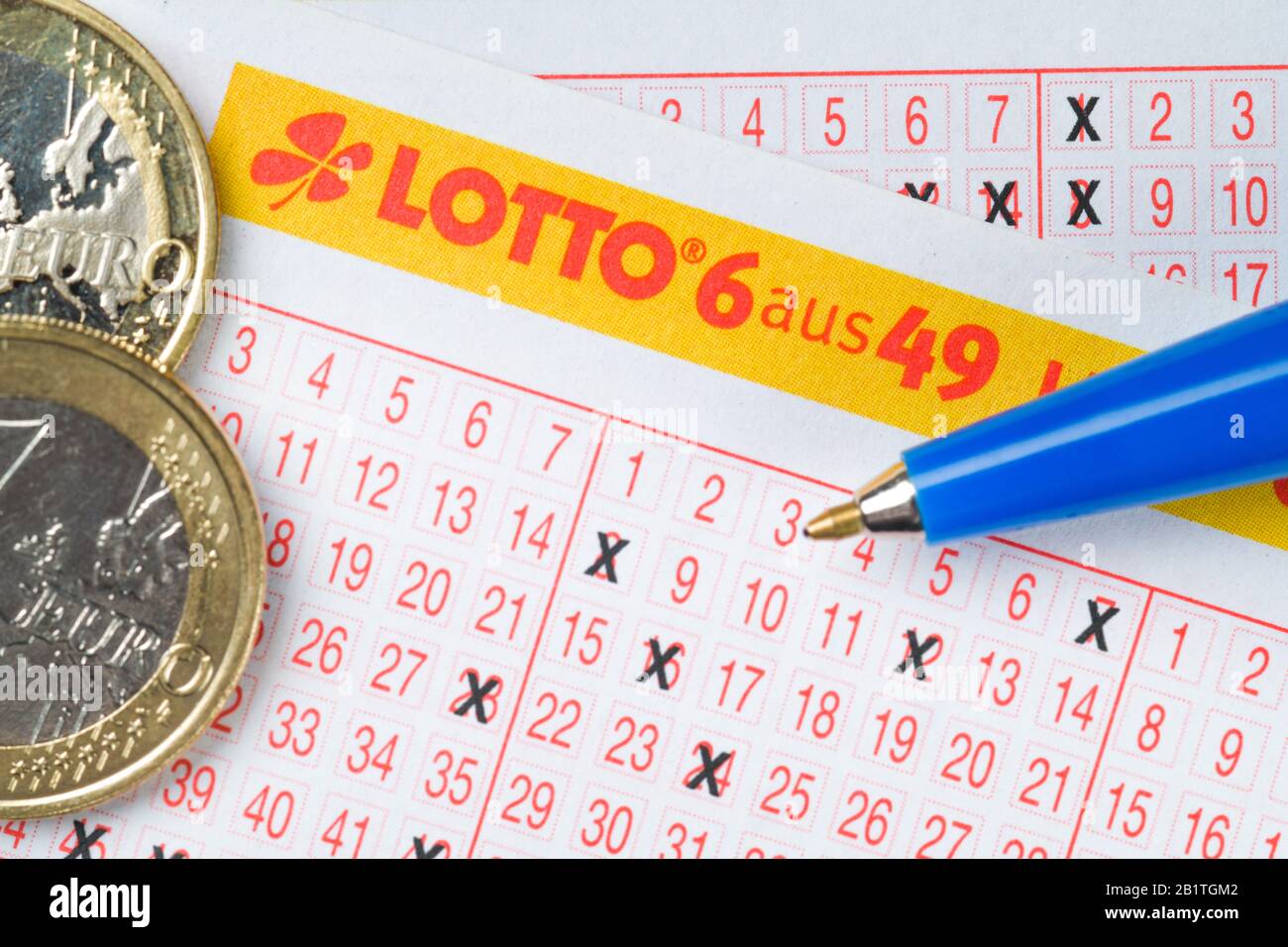 Spielschein, Lotto, 6 aus 49 Foto Stock