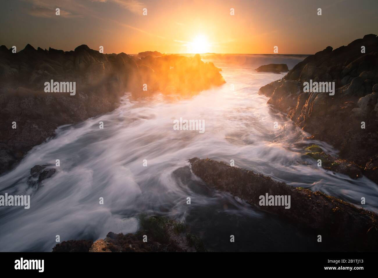 Monterey costa al tramonto, California, Stati Uniti. Foto Stock