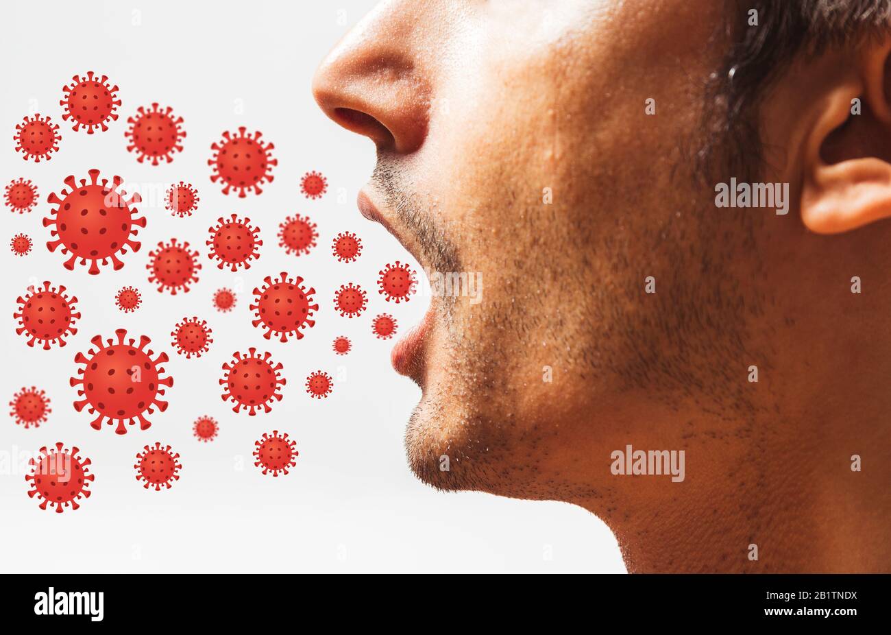 Virus che esce dalla bocca - Concetto di salute Foto Stock