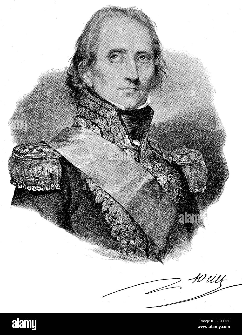 Maresciallo Generale Jean-de-Dieu Soult, 1st Duca di Dalmazia, 29 marzo 1769 - 26 novembre 1851, è stato un generale e statista francese, nominato Maresciallo dell'Impero nel 1804 e spesso chiamato Maresciallo Soult / Nicolas Jean-de-Dieu Soult, Herzog von dalmatien, französischer RevolutionsGeneral, Historisch, Riproduzione digitale migliorata di un originale del 19th secolo / digitale Reproduktion einer Originalvorlage aus dem 19. Jahrhundert Foto Stock