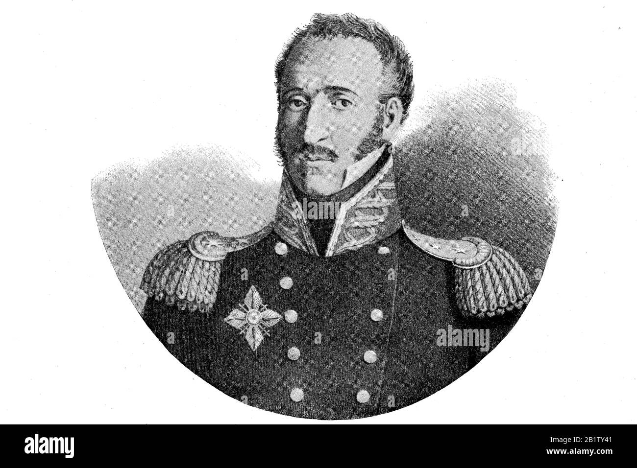 Guglielmo Pepe, 13 febbraio 1783 - 8 agosto 1855, è stato un generale e patriota italiano/Guglielmo Pepe, ein neapolitanischer Generale. , Historisch, riproduzione digitale migliorata di un originale del 19th secolo / digitale Reproduktion einer Originalvorlage aus dem 19. Jahrhundert Foto Stock