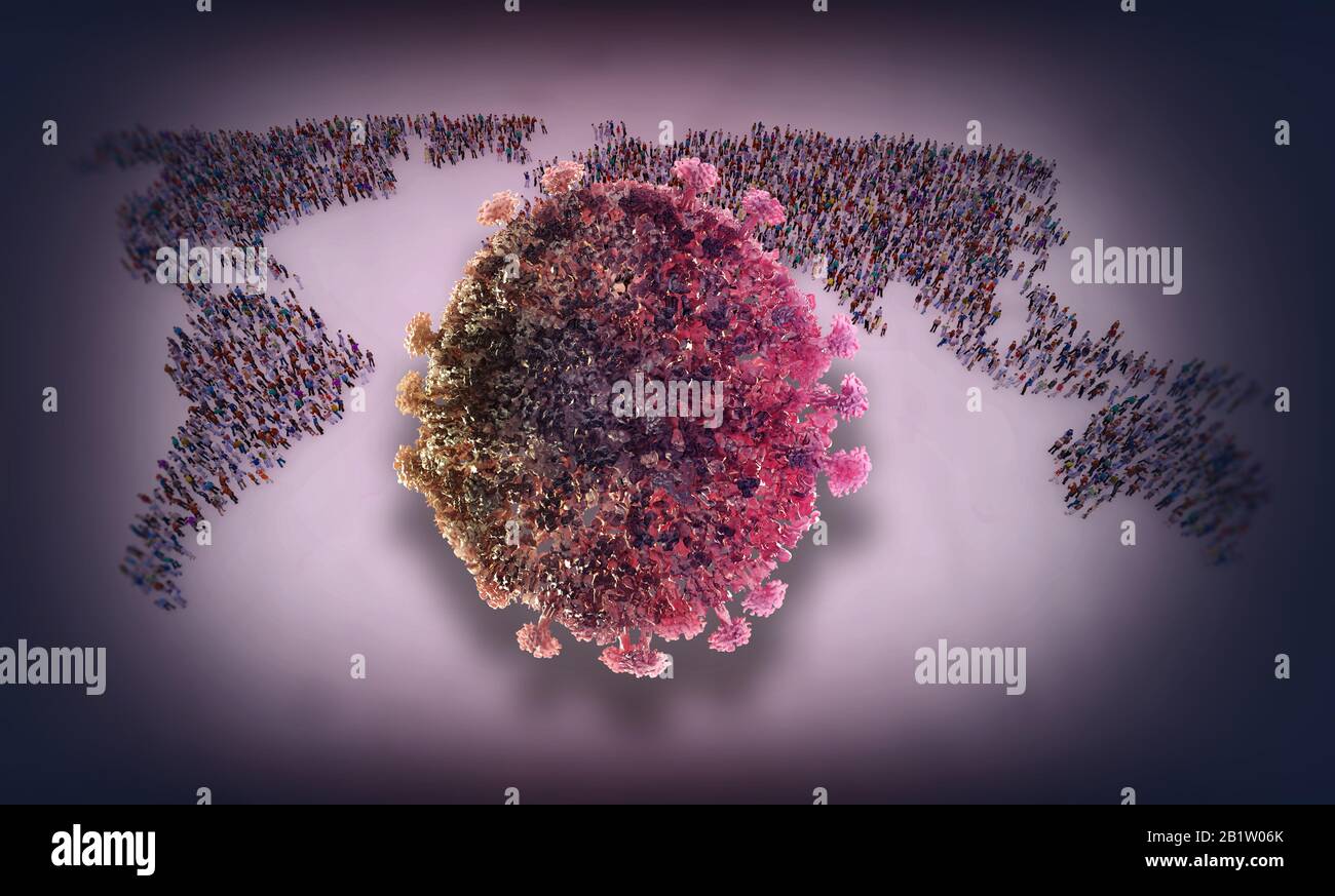Minaccia pandemica globale - immagine del virus corona 3D Foto Stock