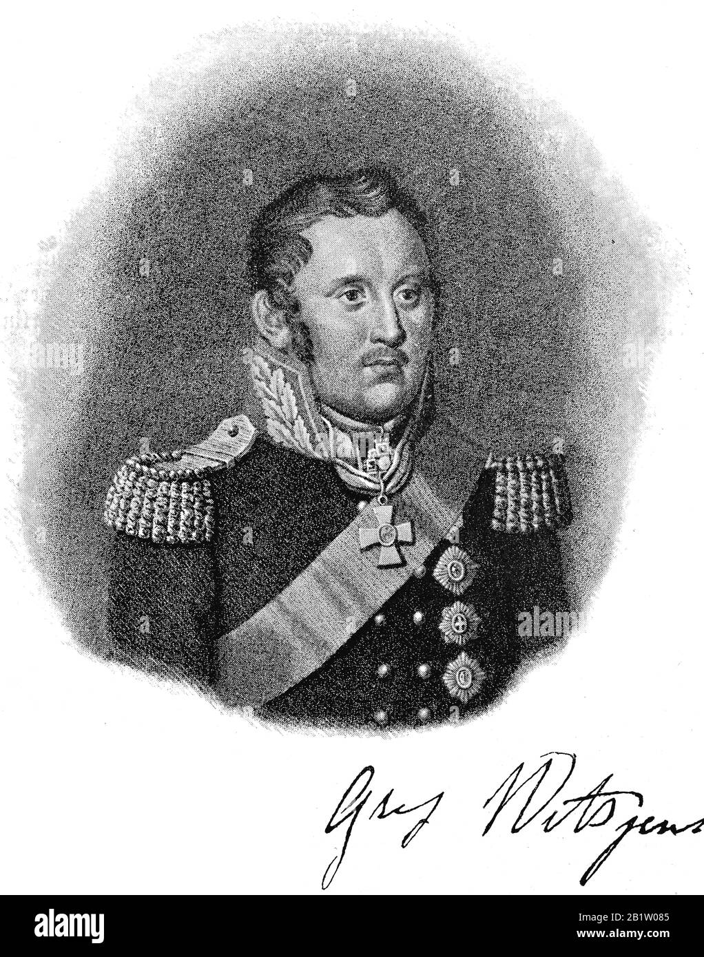 Louis Adolph Peter, 1st Principe di Sayn-Wittgenstein-Ludwigsburg-Berleburg, Ludwig Adolf Peter Fürst zu Sayn-Wittgenstein-Berleburg, 1769 - 1843, meglio conosciuto come Peter Wittgenstein in inglese, fu Principe della dinastia tedesca Sayn-Wittgenstein e Maresciallo Nell'esercito imperiale russo durante le guerre napoleoniche, Fürst 1834 Ludwig Adolph Peter, Pjotr Christianowitsch, zu Sayn-Wittgenstein-Berleburg, war ein Generalfeldmarschall der russischen Armee, Historich, digital migliorata riproduzione di un originale del 19th secolo / digitale Reproduktion einer Originalvorlage Foto Stock