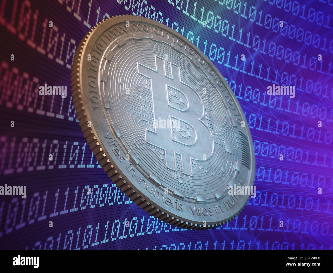 Simbolo di criptovaluta Bitcoin - illustrazione 3d Foto Stock