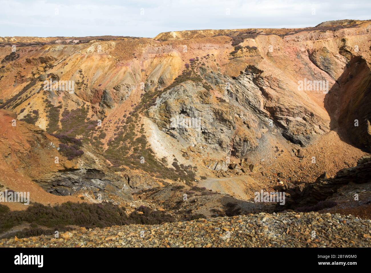 Parys Mountain Copper Mine, Amlwch; Anglesey, Galles Del Nord Foto Stock