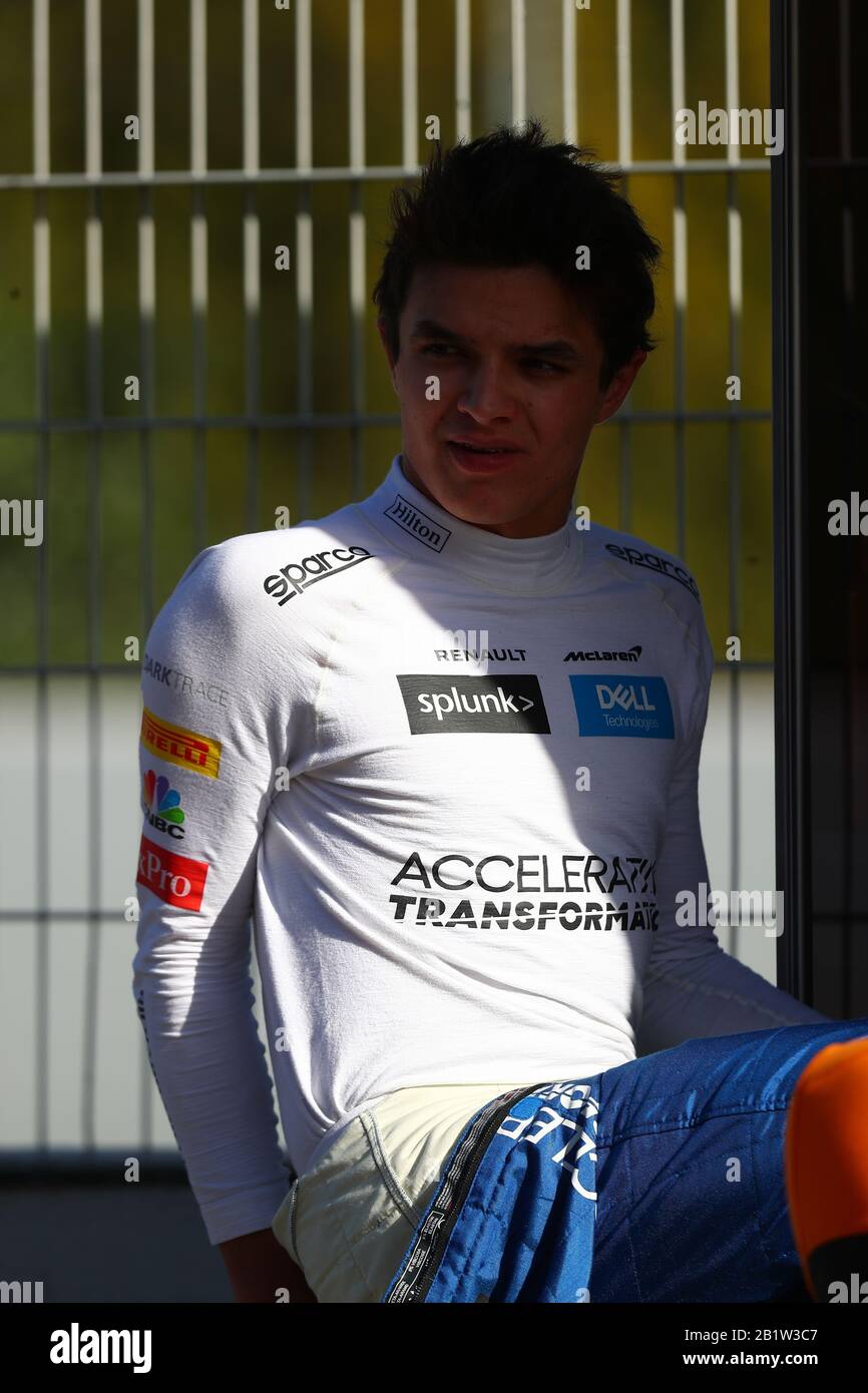 4 Lando Norris; Mclaren Renault. Formula 1 World Championship 2020, Winter testing Days 2 2020 Barcelona, 26-28 febbraio 2020. Foto Stock