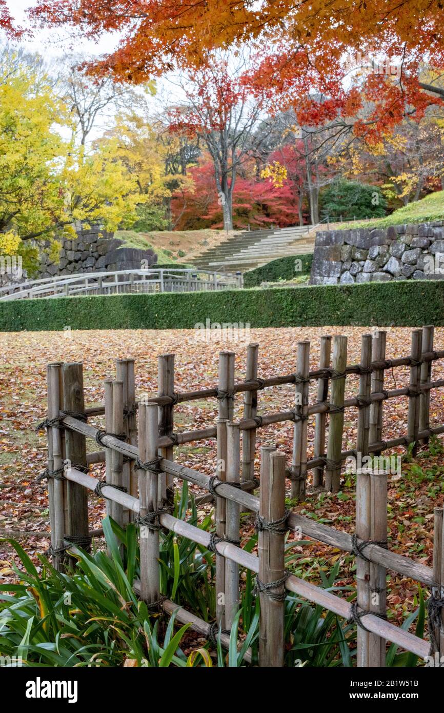 Kanazawa Castle Garden, Kanazawa, Giappone Foto Stock