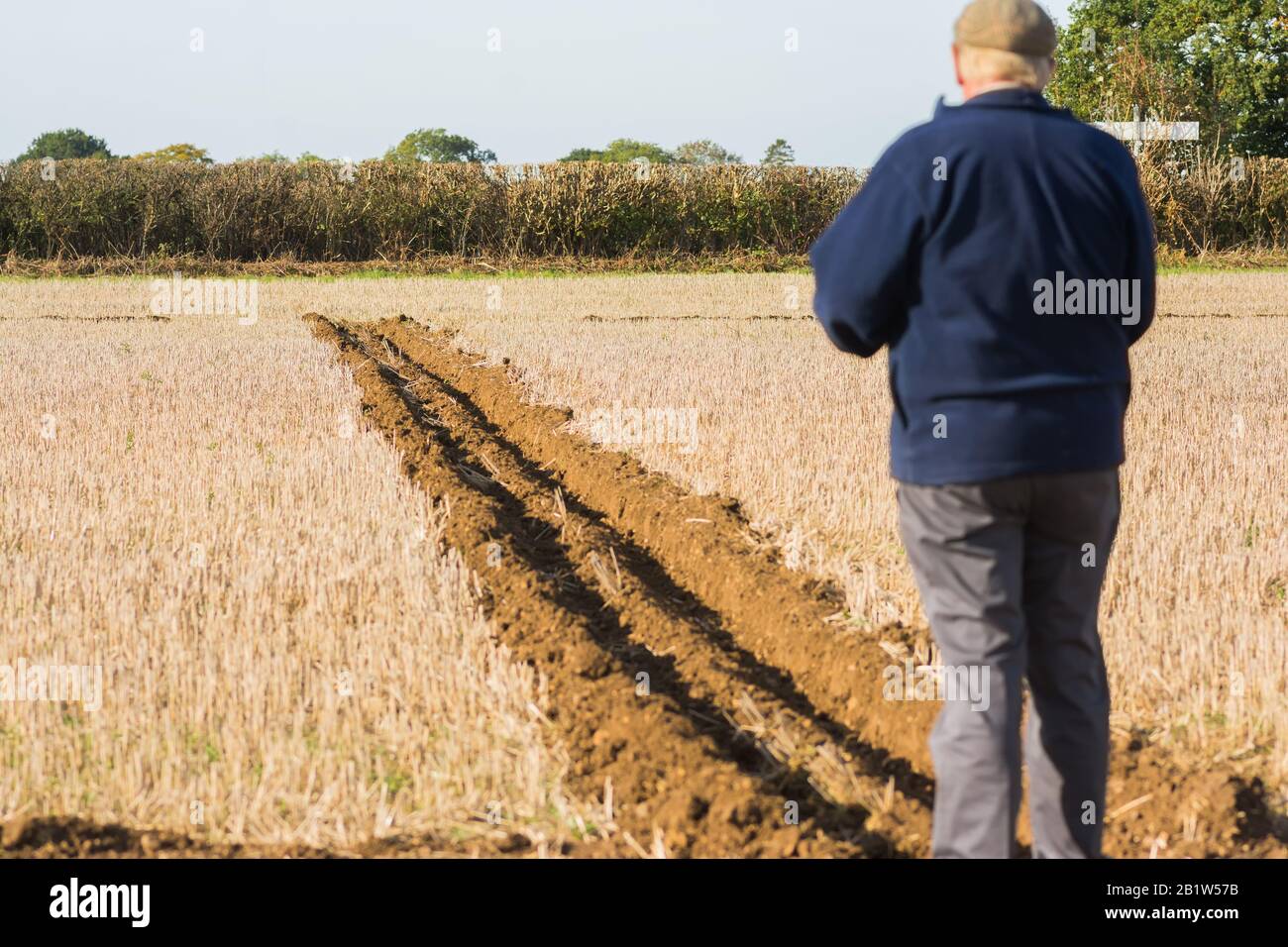 Giudice Classe Vintage trattore Aratura furrow campo aratro Inghilterra Farming Massey Ferguson 35 1955 Match Competition Paese Foto Stock