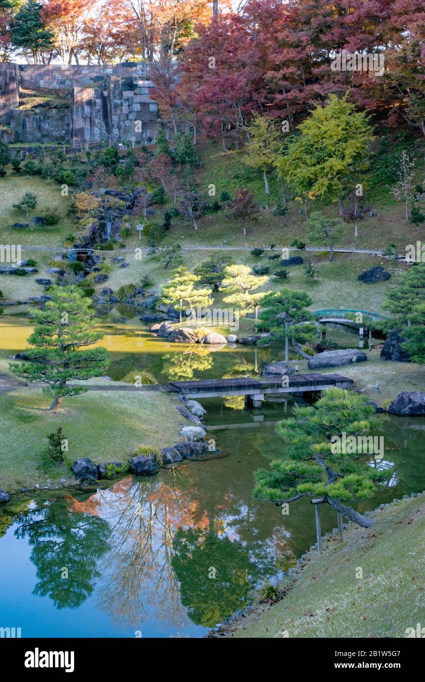 Gyokusen Inmaru Garden, Kanazawa Castle Park, Kanazawa, Giappone Foto Stock