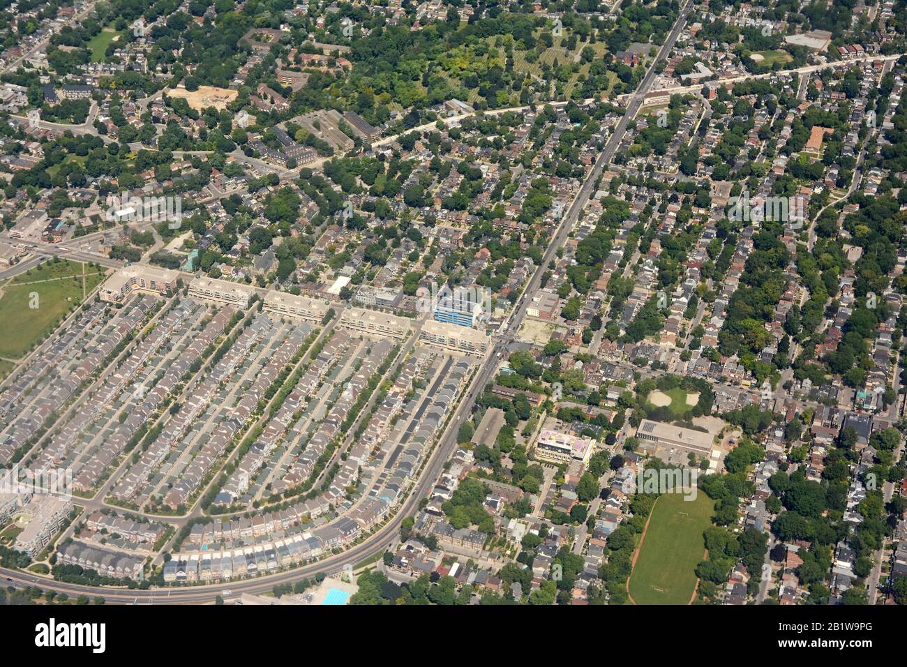 Vista aerea sul quartiere suburbano, Ontario, Canada Foto Stock