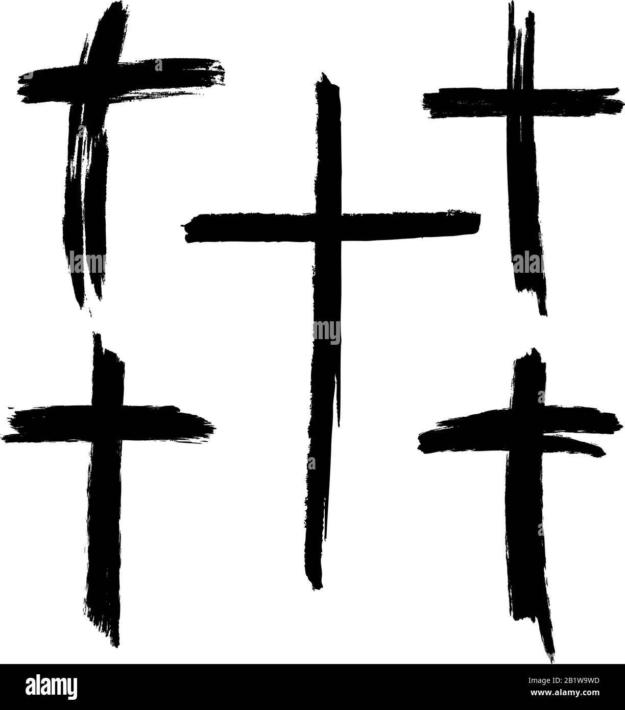 Croce cristiana. Raccolta dei segni della croce. Pasqua, simbolo del cristianesimo disegno a mano vettore illustrazione schizzo. Illustrazione Vettoriale