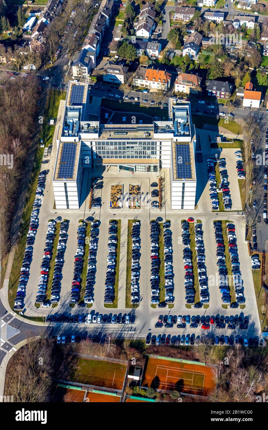 Fotografia aerea, edificio d'ufficio e edificio commerciale Vonovia sede, Universitätsstraße, Altenbochum, Bochum, zona Ruhr, Nord Reno-Westp Foto Stock