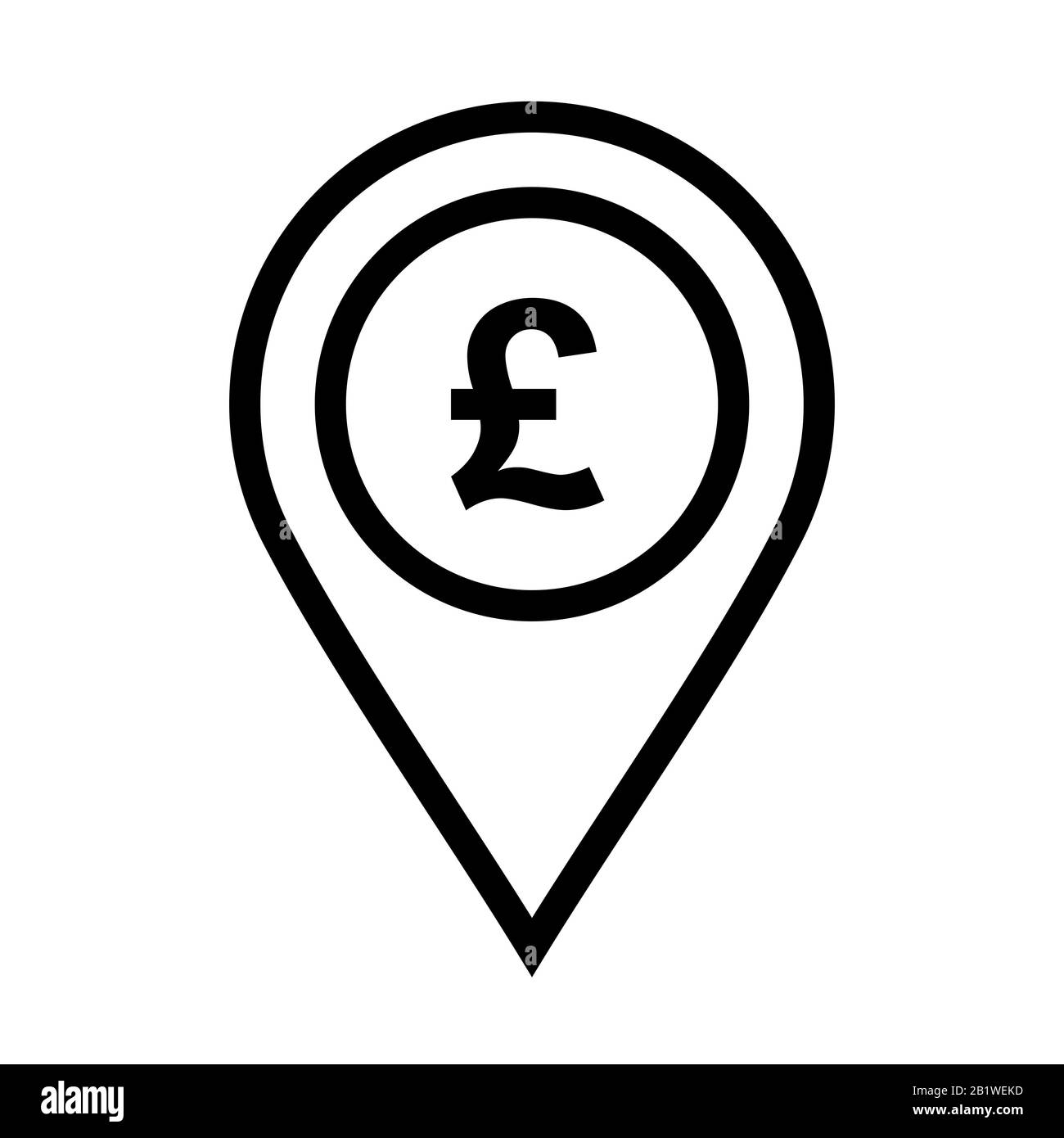 Icona di posizione su sfondo bianco da utilizzare nell'interfaccia dell'applicazione Web. Può essere utilizzato anche per l'industria del turismo e dei viaggi. Foto Stock