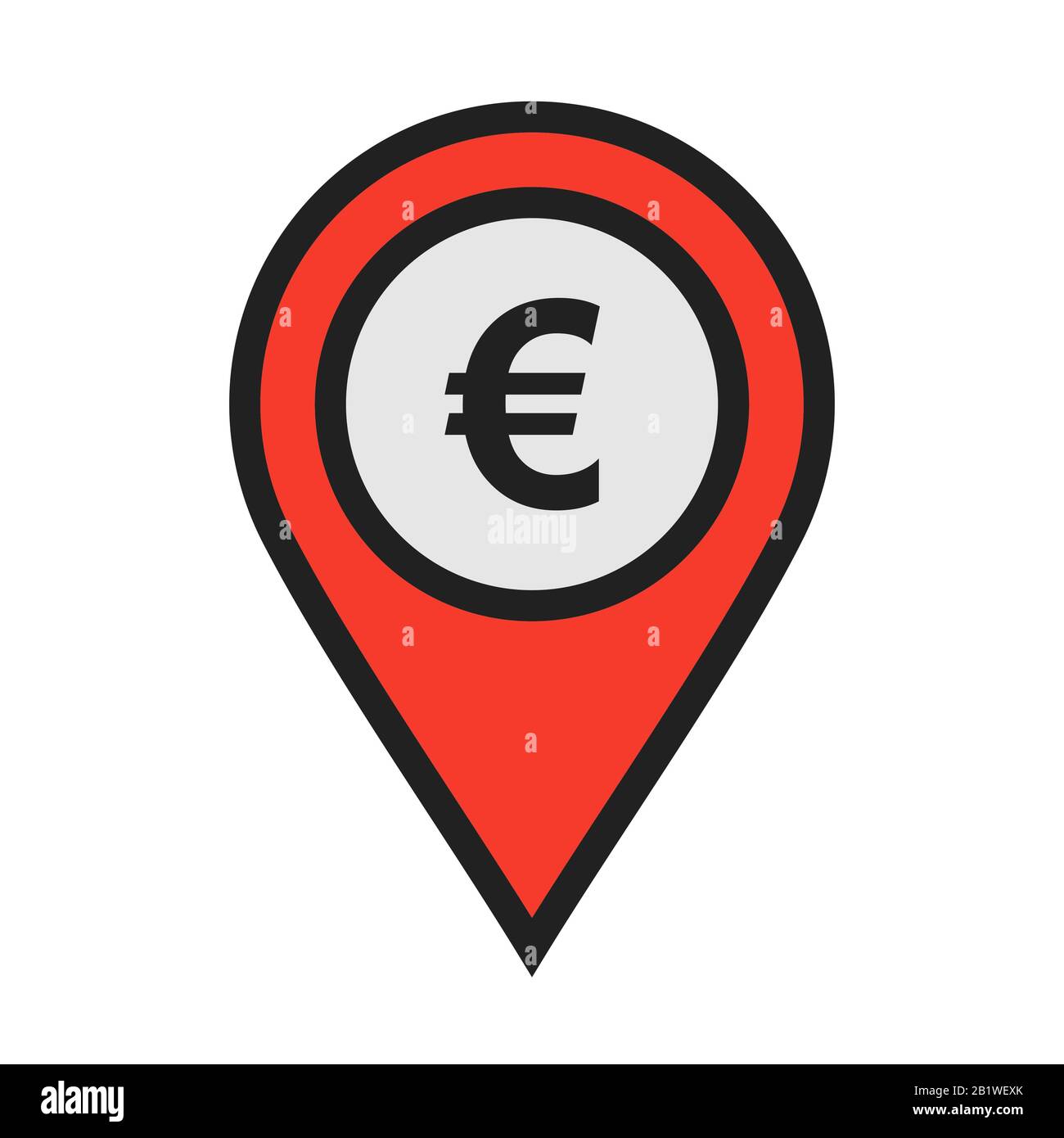 Icona di posizione su sfondo bianco da utilizzare nell'interfaccia dell'applicazione Web. Può essere utilizzato anche per l'industria del turismo e dei viaggi. Foto Stock