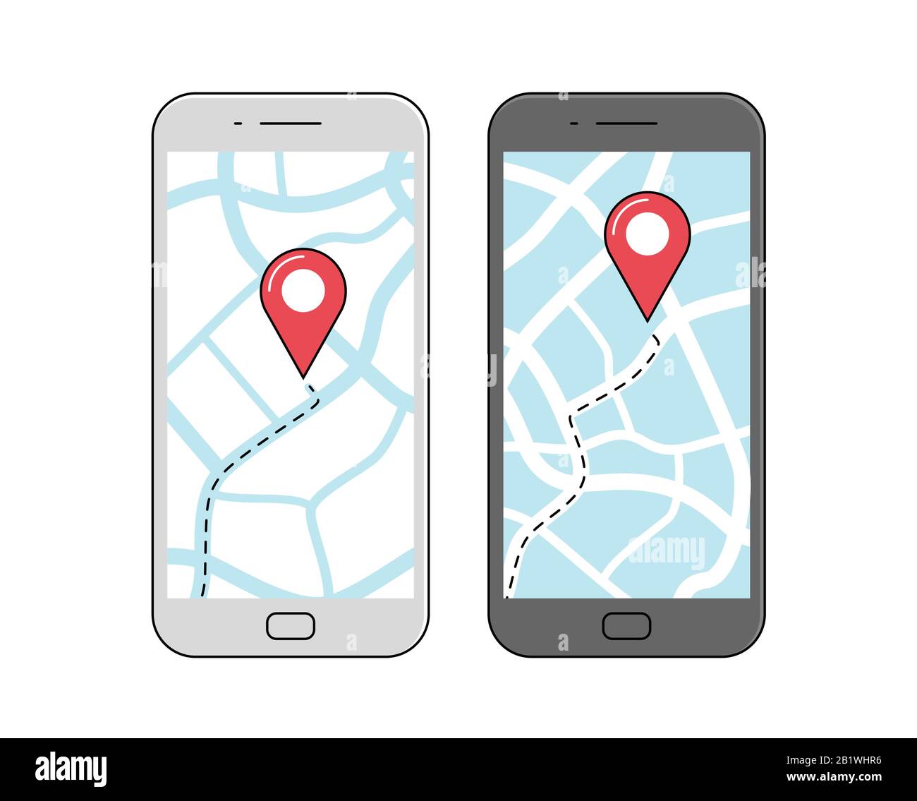 Navigazione GPS sullo schermo del telefono cellulare. Illustrazione vettoriale Illustrazione Vettoriale