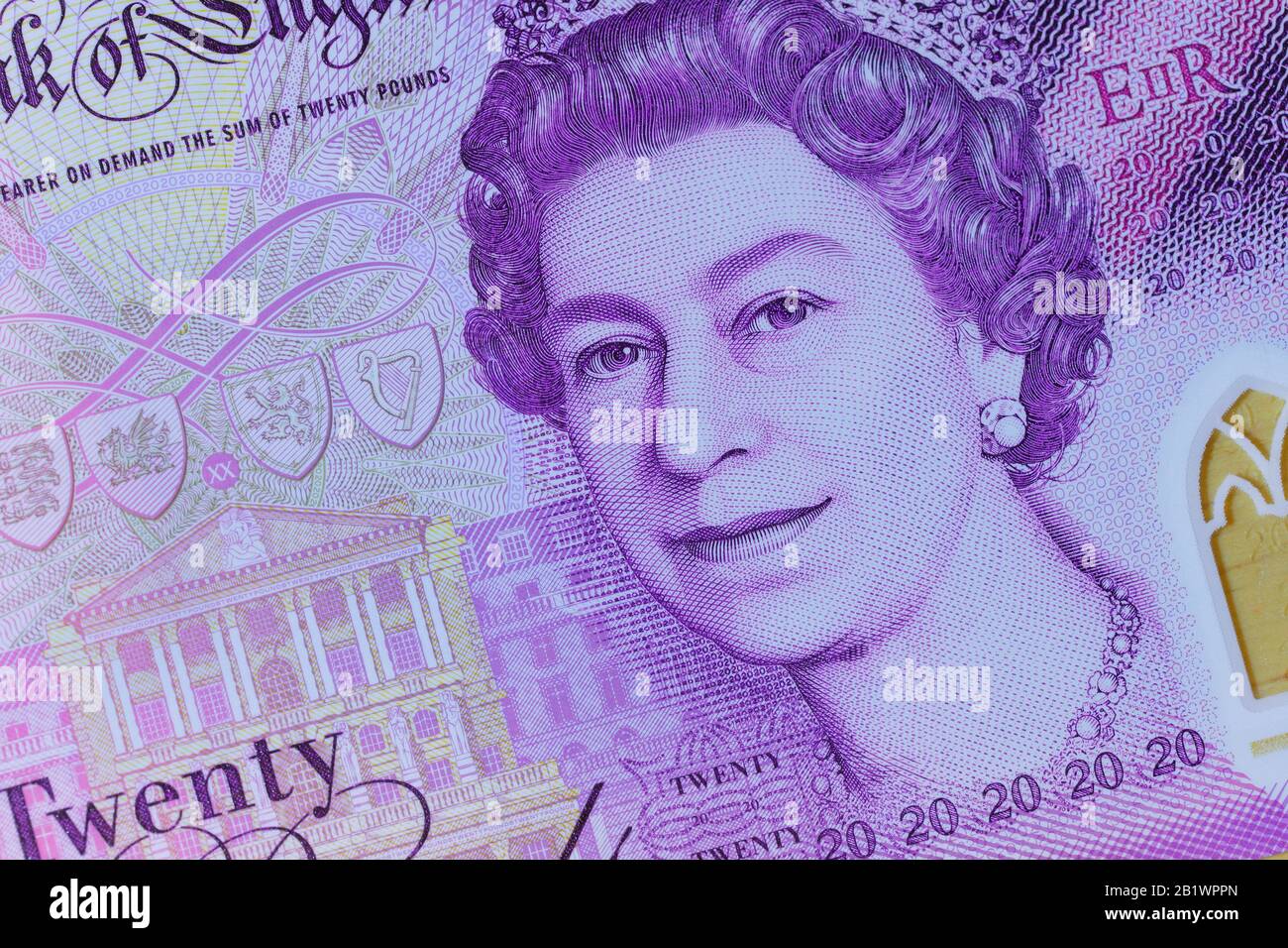 Il nuovo polimero £20 nota che è stato rilasciato nel Regno Unito il 20th febbraio 2020 Foto Stock
