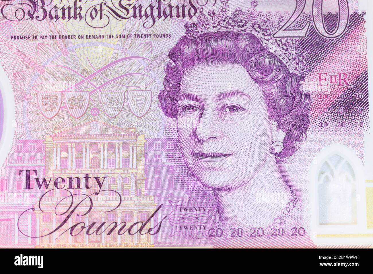 Il nuovo polimero £20 nota che è stato rilasciato nel Regno Unito il 20th febbraio 2020 Foto Stock