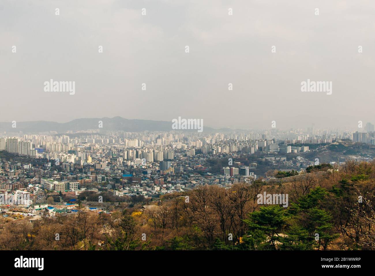 Veduta aerea dell'area residenziale nella citta' di Seoul Seongbuk-dong Foto Stock