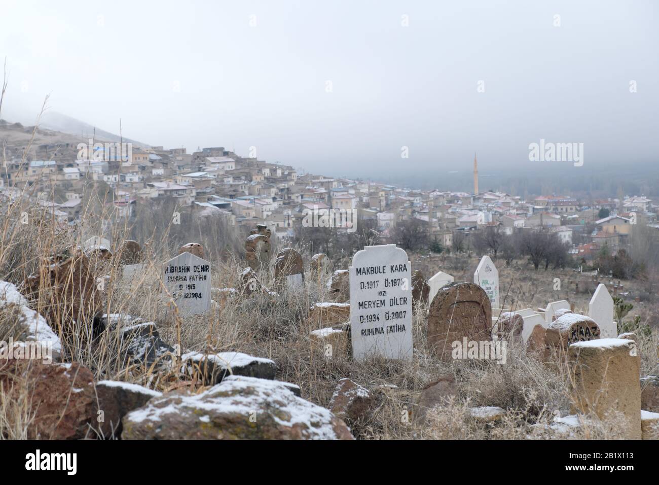 Cimitero turco collina Foto Stock