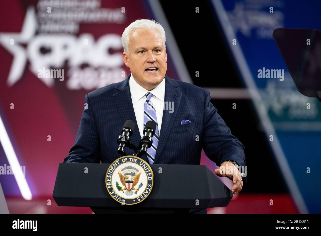 Matt Schlapp, presidente dell'Unione dei conservatori americani, parla durante la Conferenza politica d'azione dei conservatori (CPAC) a Oxon Hill. Foto Stock