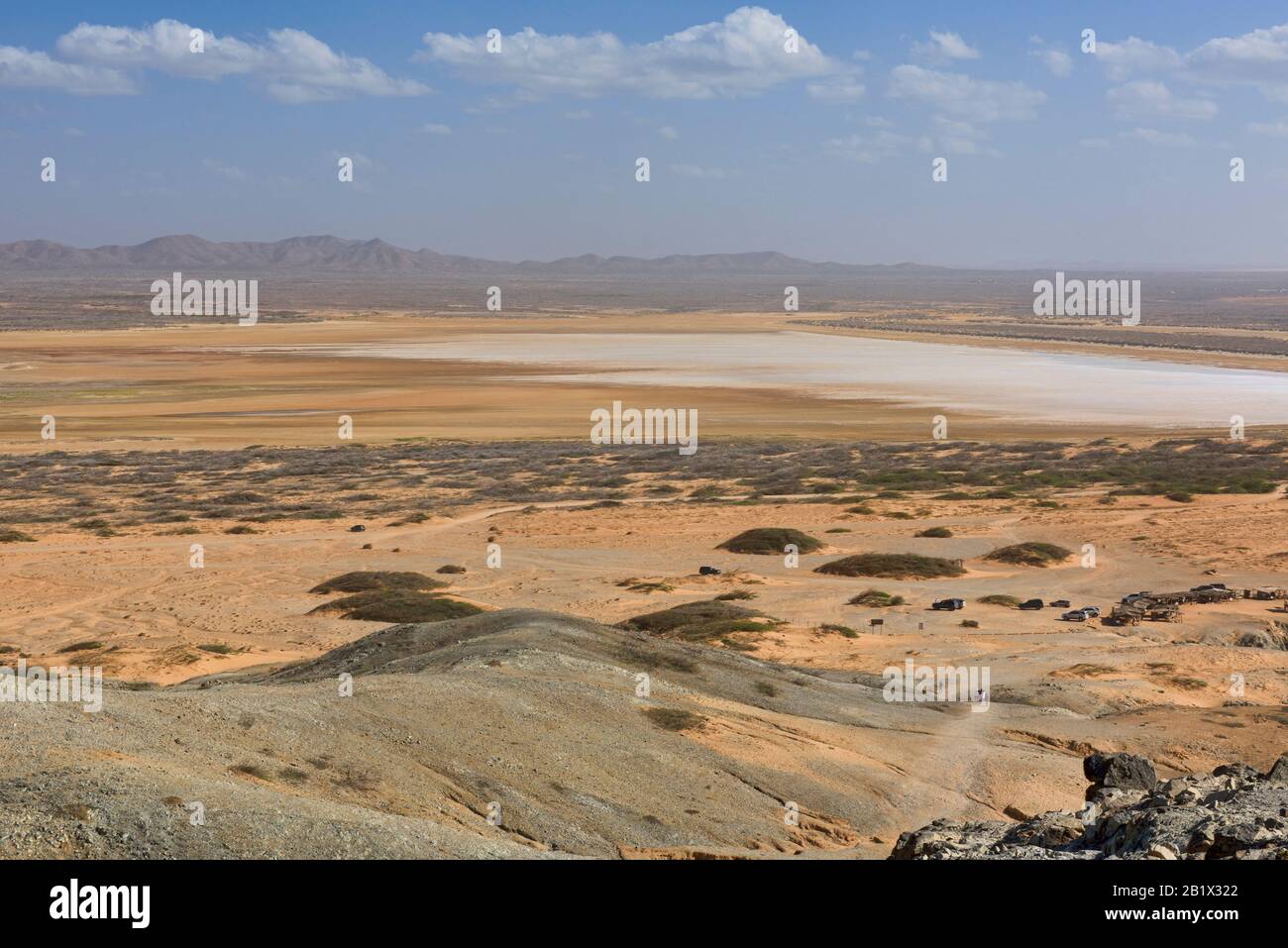 La vista del deserto da Cerro Pilón De Azúcar, Cabo de la vela, Penisola di Guajira, Colombia Foto Stock