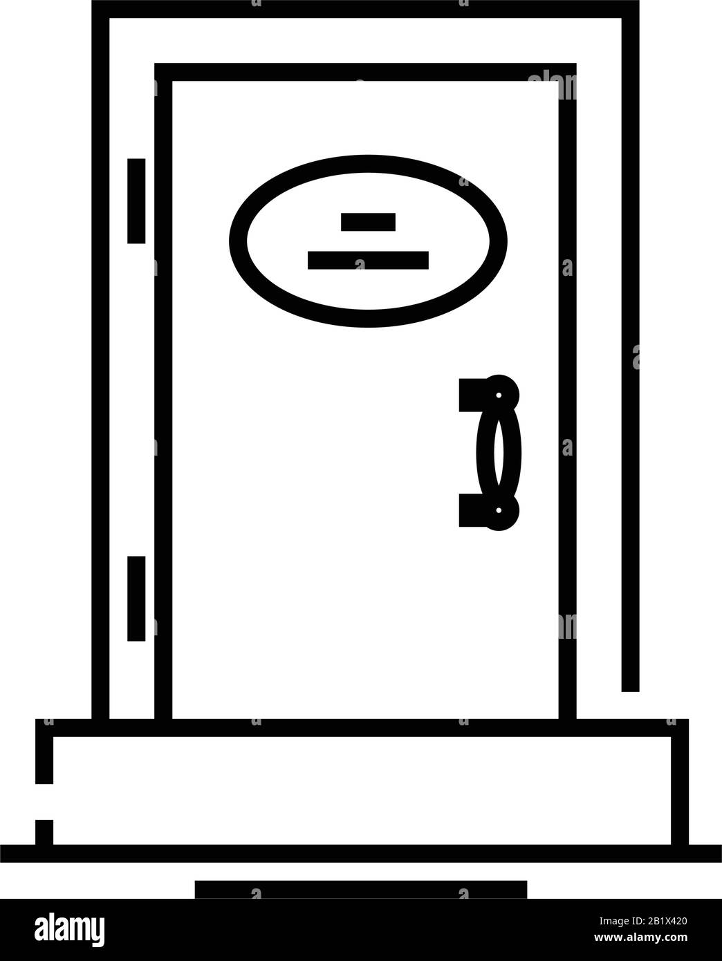 Icona della linea della porta principale, simbolo concettuale, illustrazione del vettore di contorno, simbolo lineare. Illustrazione Vettoriale