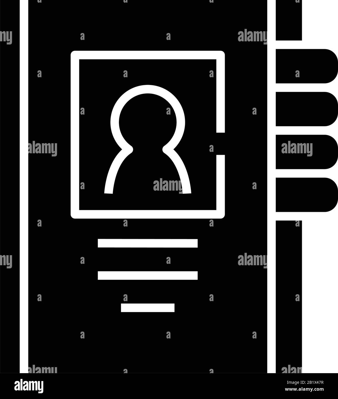 Contatti icona nera, illustrazione concettuale, simbolo piatto vettoriale, simbolo glifo. Illustrazione Vettoriale