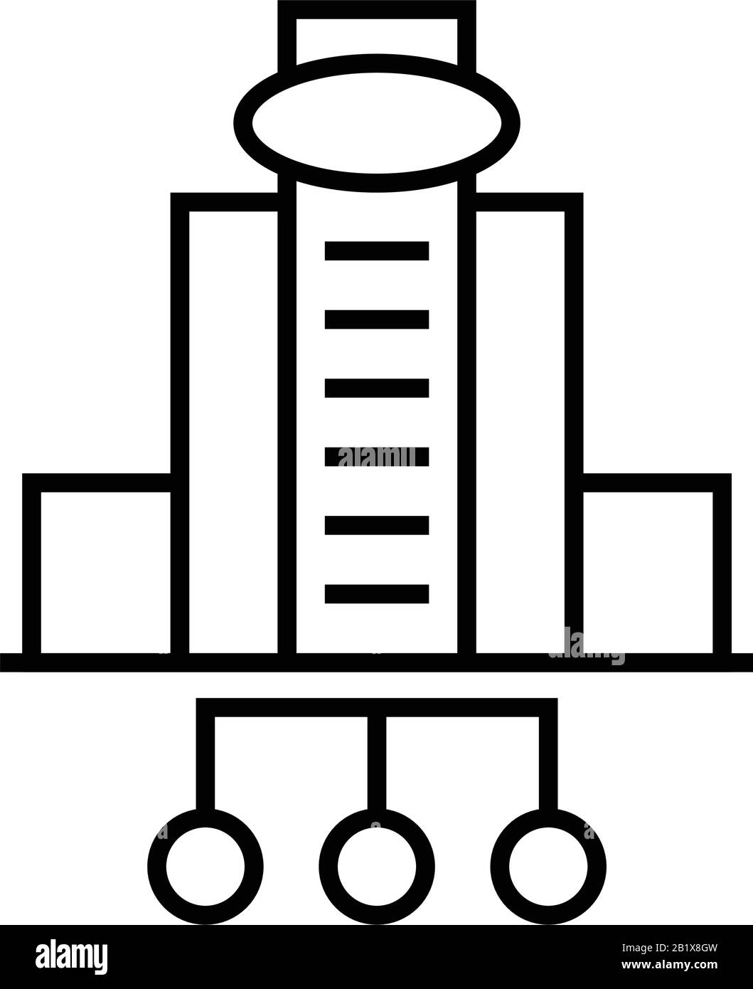 Icona della linea dell'ufficio principale, simbolo del concetto, illustrazione del vettore del contorno, simbolo lineare. Illustrazione Vettoriale