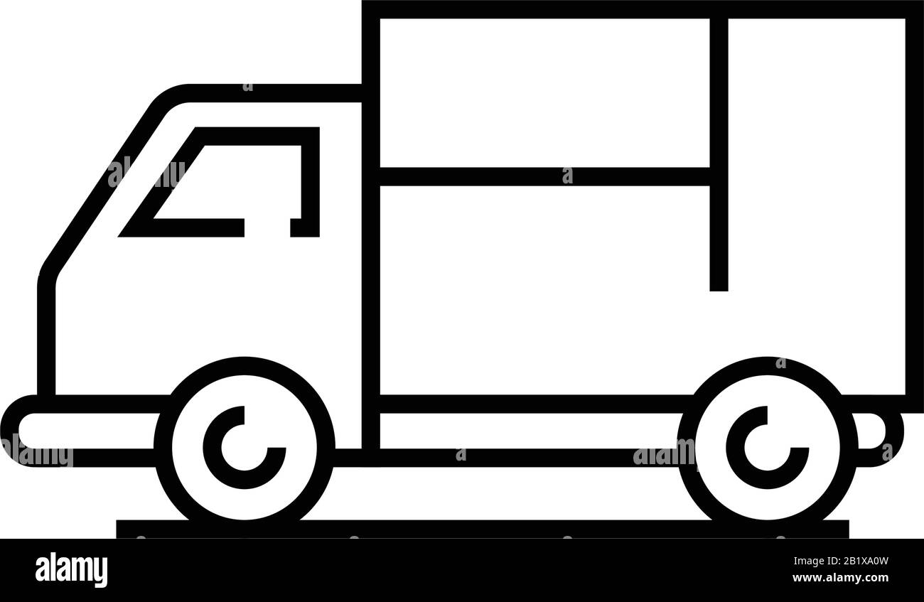 Icona linea camion, simbolo concetto, illustrazione vettore contorno, simbolo lineare. Illustrazione Vettoriale