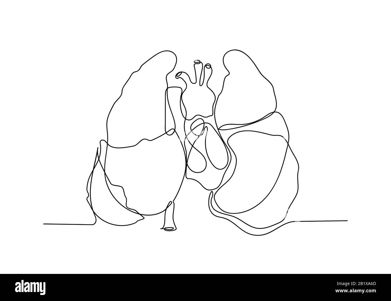 Una linea continua di coronavirus COVID-19 nei Sintomi polmonari della malattia. Foto Stock