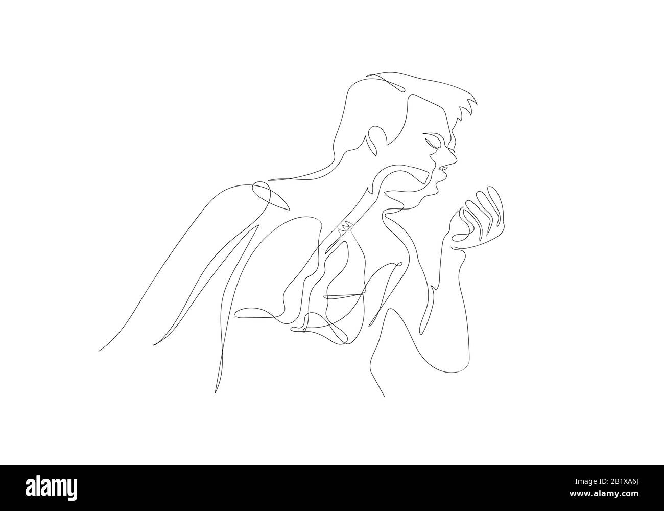 Una linea continua di coronavirus COVID-19 nei Sintomi polmonari della malattia. Foto Stock