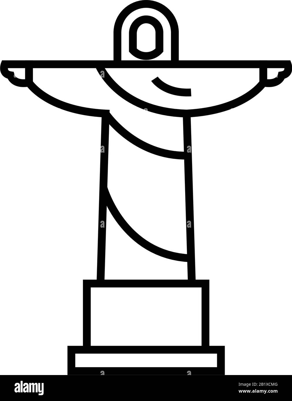 Icona della linea della statua di Gesù cristo, simbolo concettuale, illustrazione vettoriale del contorno, simbolo lineare. Illustrazione Vettoriale