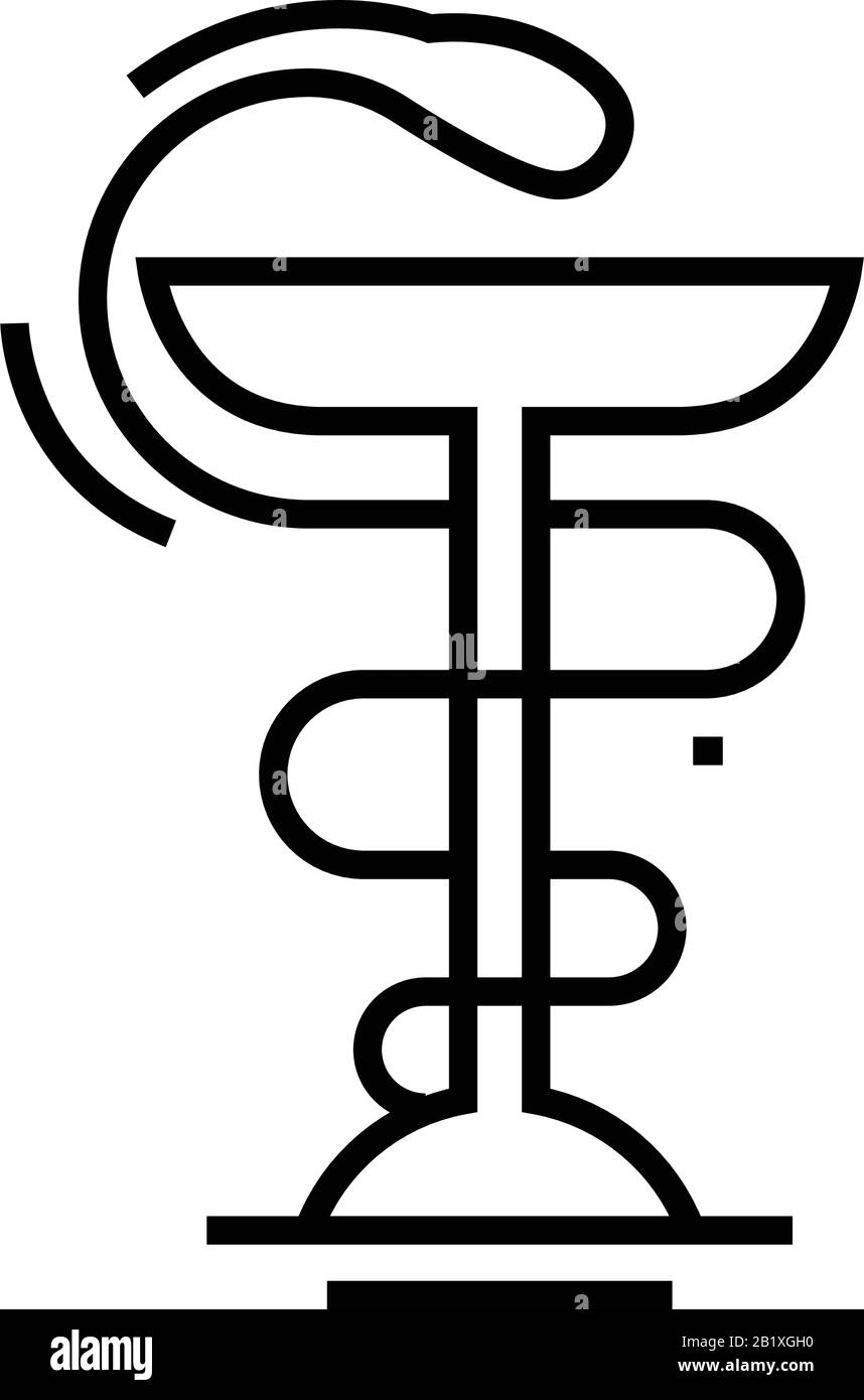 Icona della linea Medicineica, simbolo concettuale, illustrazione del vettore di contorno, simbolo lineare. Illustrazione Vettoriale