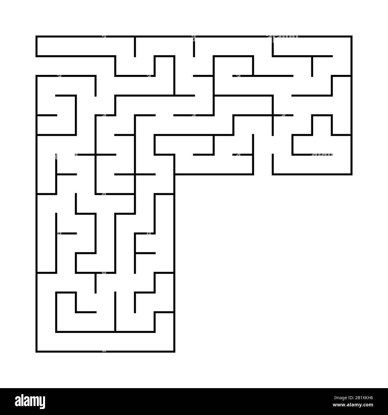 Labirinto quadrato astratto con ingresso e uscita. Un gioco interessante e utile per i bambini. Semplice immagine vettoriale piatta isolata su sfondo bianco Illustrazione Vettoriale