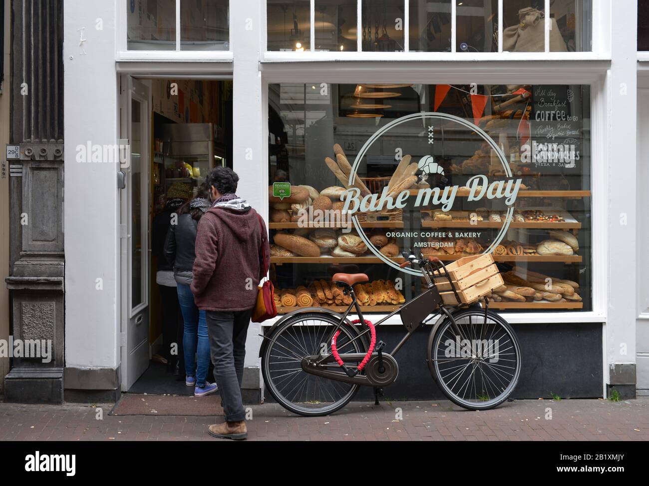 Café 'Bake my day', Amstelstraat, Amsterdam, Niederlande Foto Stock