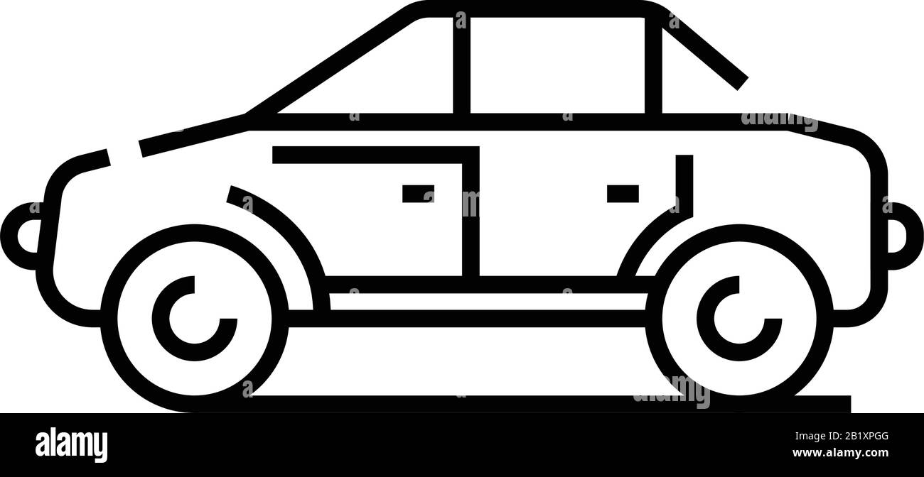 Icona della linea Jeep, simbolo concettuale, illustrazione del vettore outline, simbolo lineare. Illustrazione Vettoriale
