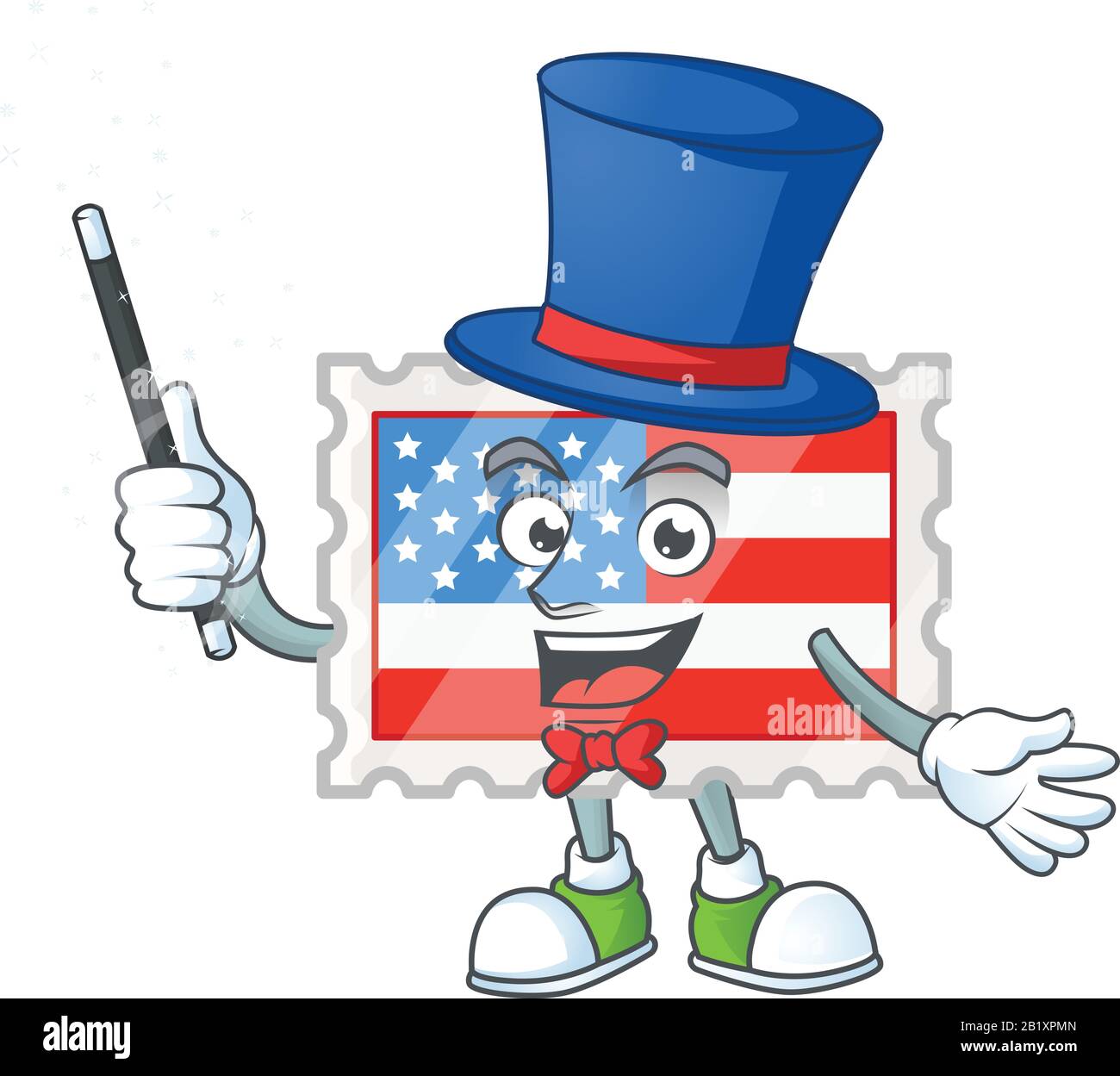 Un carattere di indipendenza giorno timbro esecuzione come un mago Illustrazione Vettoriale