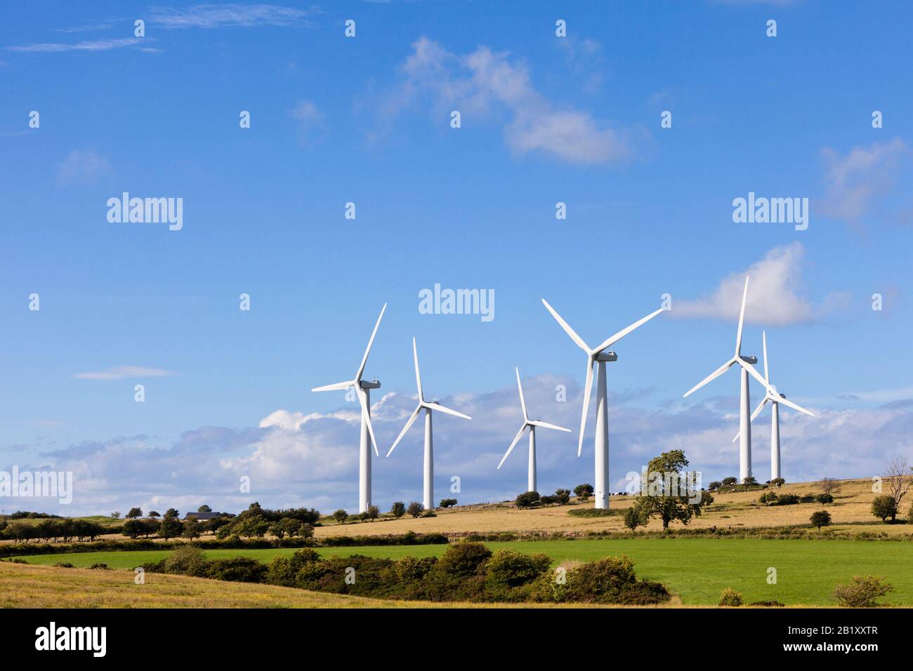 Windfarm in Inghilterra rurale, Regno Unito Foto Stock