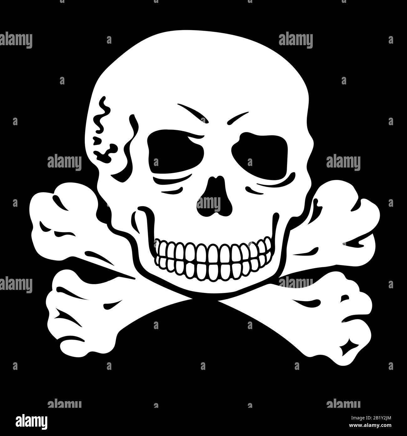 Cranio umano e ossa incrociate. Jolly Roger. Simbolo del pirata Illustrazione Vettoriale