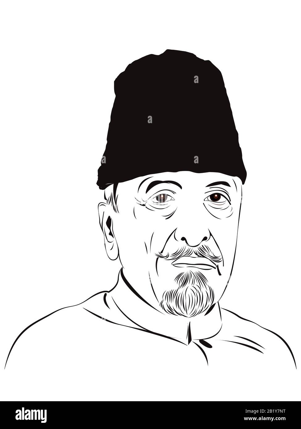 Maulana Abul Kalam Azad (1888 – 1958), dirigente senior del Congresso nazionale indiano durante il movimento indiano per l'indipendenza. Illustrazione Vettoriale