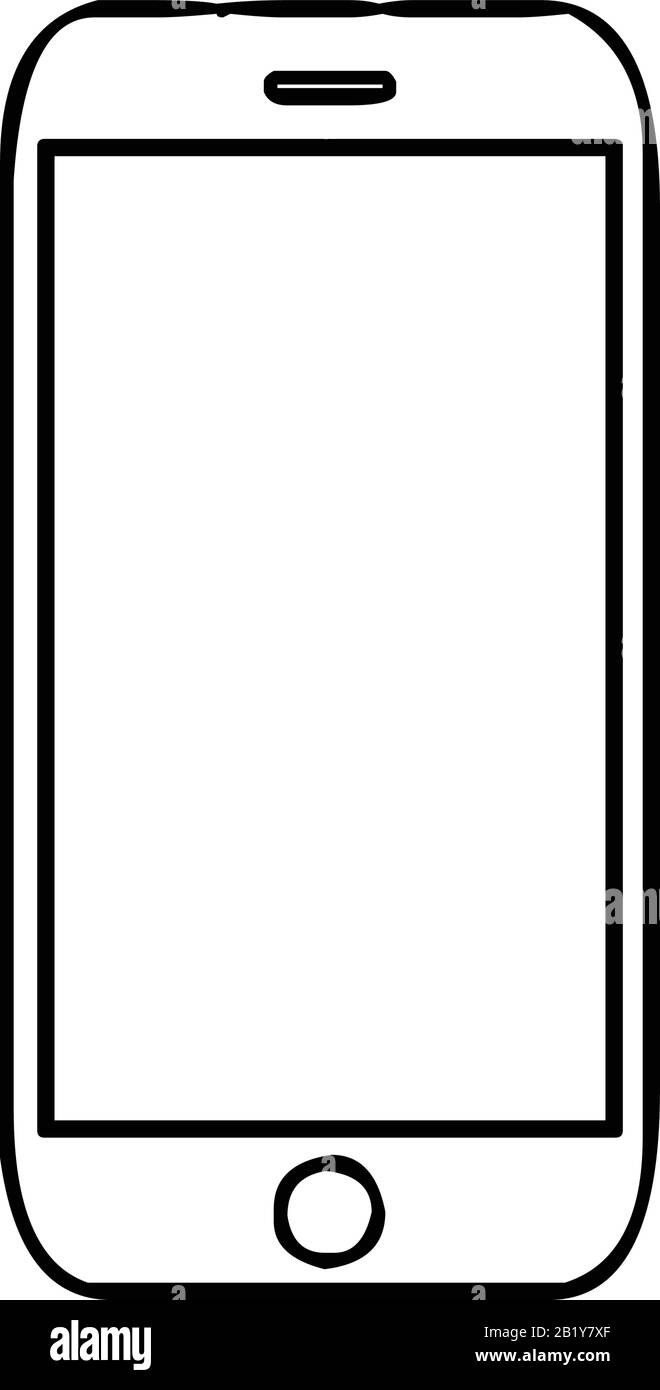 telefono cellulare, smartphone (di colore bianco) silhouette, simbolo, contorno, illustrazione vettoriale Illustrazione Vettoriale
