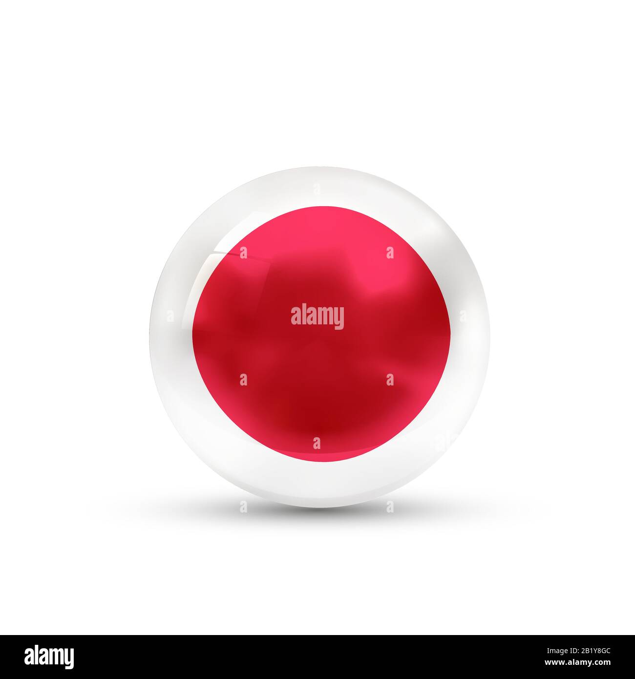 Bandiera giapponese proiettata come una sfera lucida su un bianco sfondo Illustrazione Vettoriale