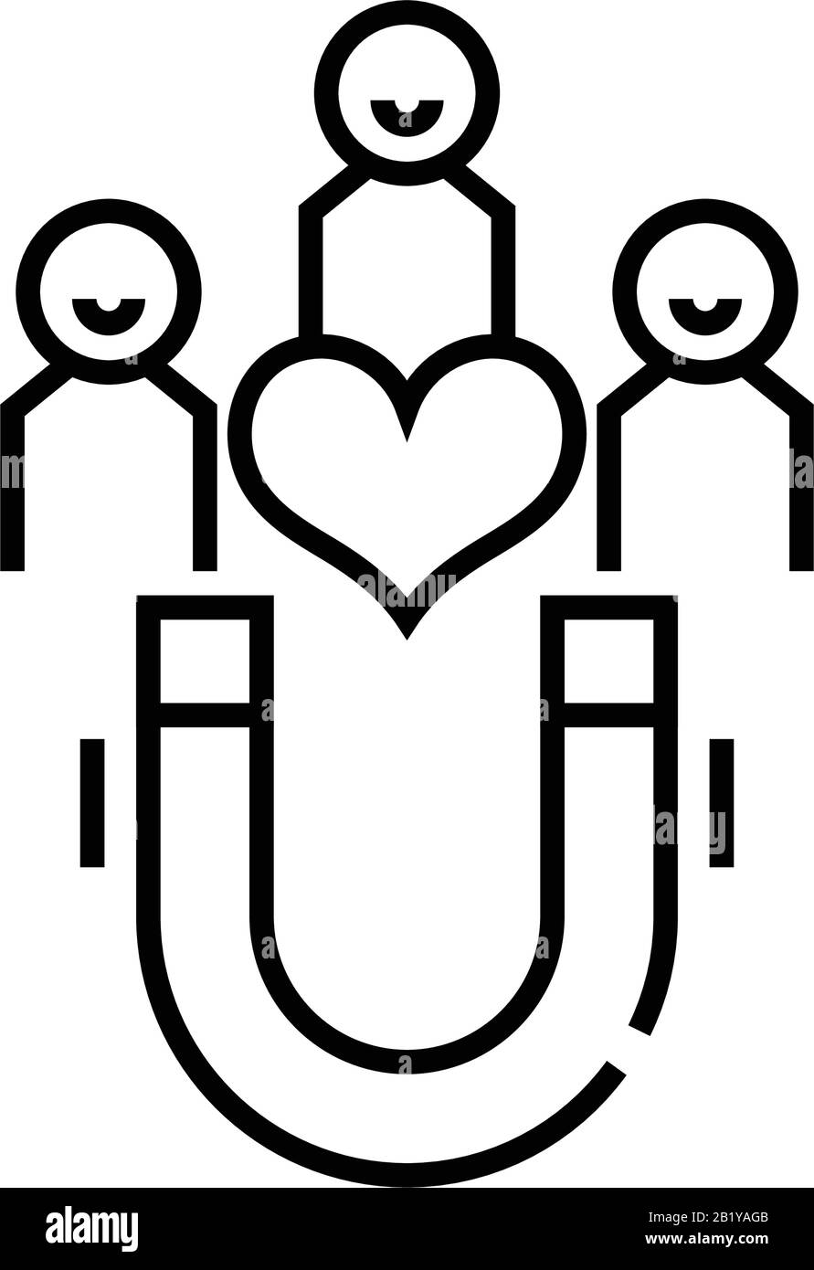 Icona della linea di marketing lead, simbolo concettuale, illustrazione del vettore outline, simbolo lineare. Illustrazione Vettoriale