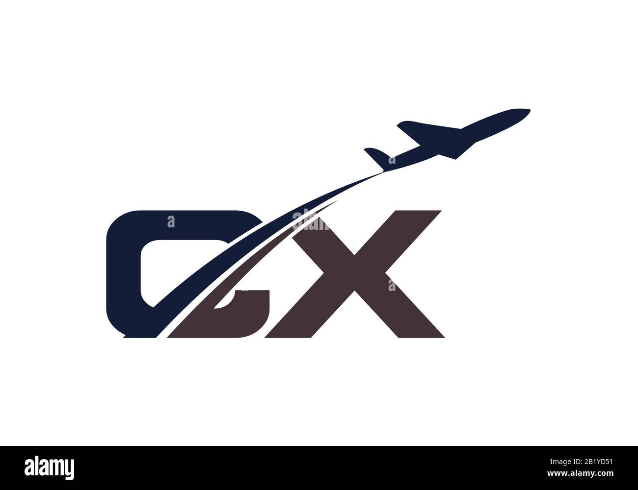 Lettera iniziale C e X con logo Aviation, modello Air, Airline, Airplane e Travel Logo. Illustrazione Vettoriale