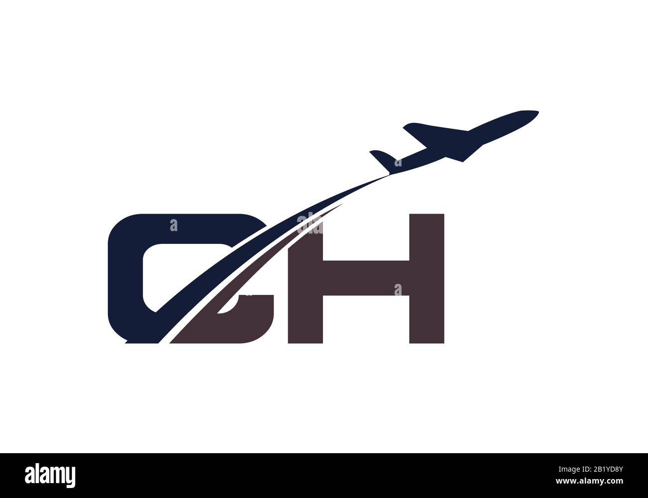 Lettera iniziale C e H con logo Aviation, modello Air, Airline, Airplane e Travel Logo. Illustrazione Vettoriale