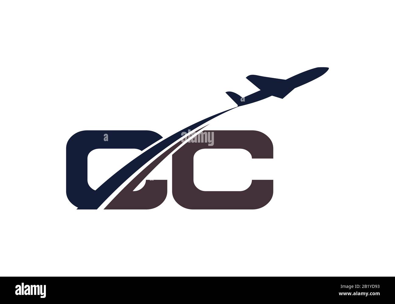 Lettera iniziale C e C con logo Aviation, modello Air, Airline, Airplane e Travel Logo. Illustrazione Vettoriale