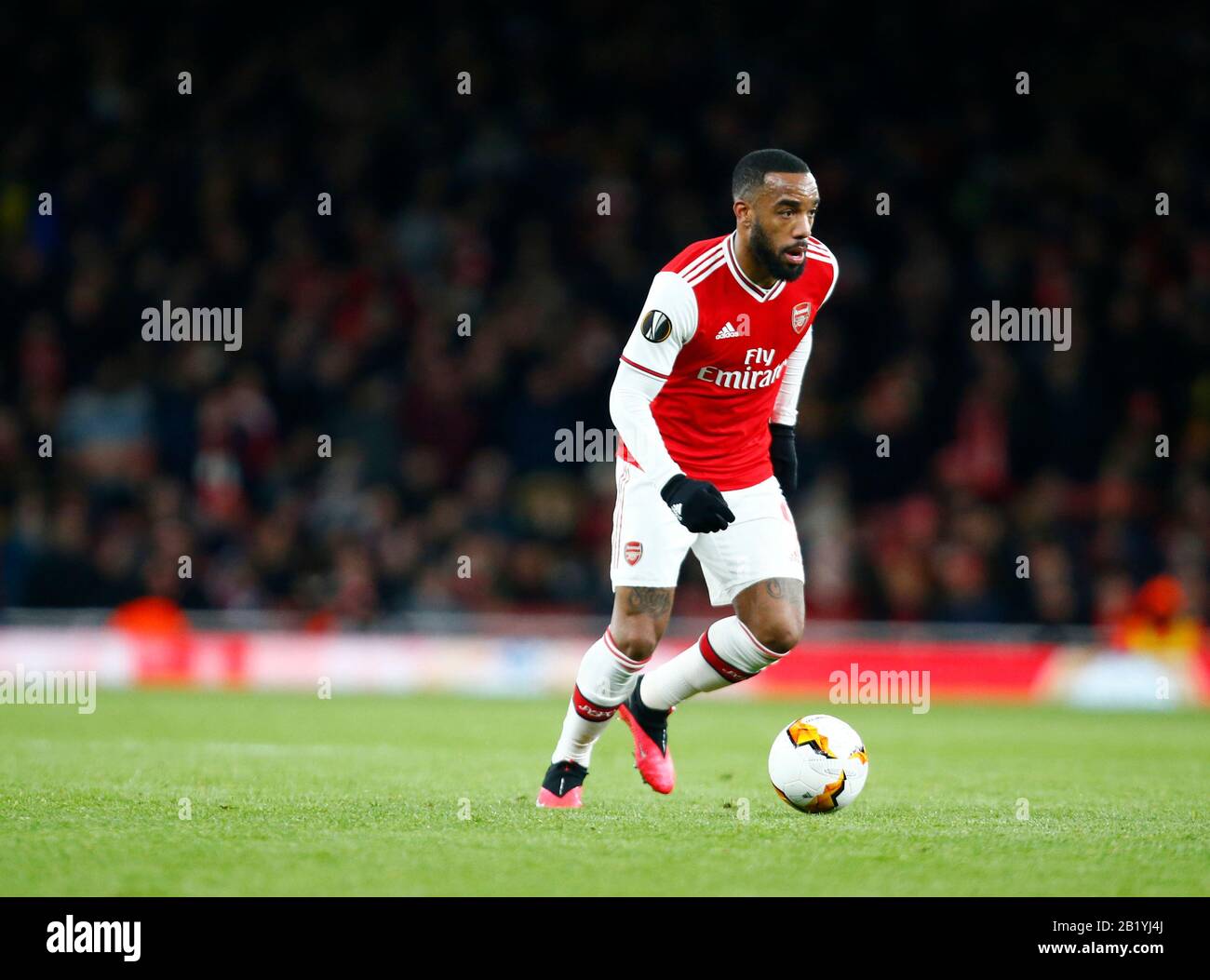 Londra, Regno Unito, 27 FEBBRAIO Alexandre Lacazette dell'Arsenal durante l'Europa League Round di 32 2nd Tappa tra l'Arsenal e Olympiakos a Emirates Foto Stock