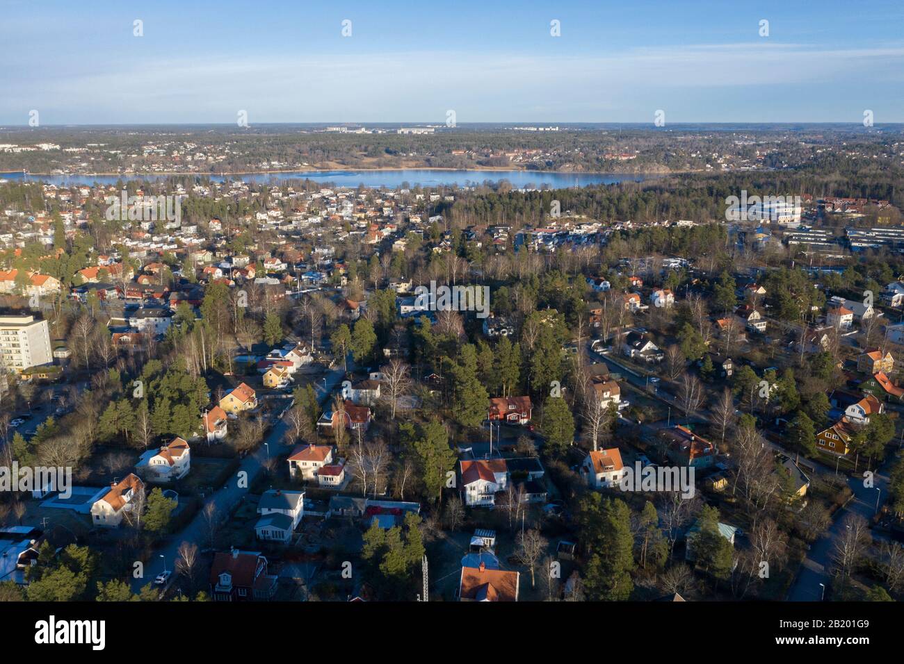 Vista sulla zona della villa a Sollentuna. Foto Stock