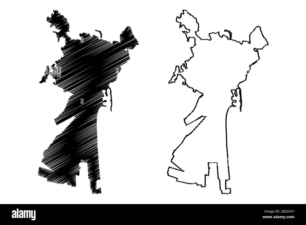 Città di Catania (Repubblica Italiana, Italia, Sicilia) mappa vettore illustrazione, abbozzare schizzo Città di Catania mappa Illustrazione Vettoriale